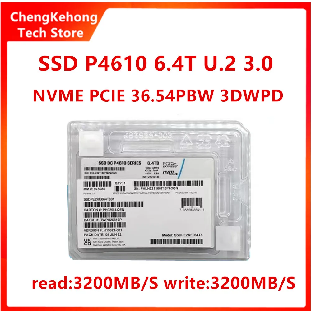 Original For Intel P4610 1.6T 3.2T 6.4T 7.68T 2.5-inch server U.2 PCIe enterprise SSD solid state drive