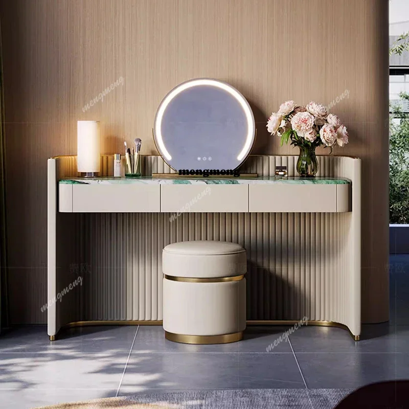 

Women Modern Dressing Table Bedroom Drawers Luxury Wood Comfortable Vanity Table Cosmetics White Penteadeira Home Furniture