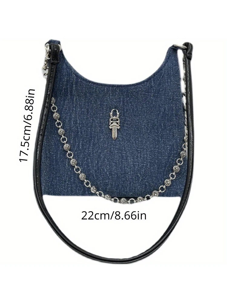 1PC retro vintage przenośna torba pod pachami słodka fajne dżinsowe łańcuch torba na ramię crossbody