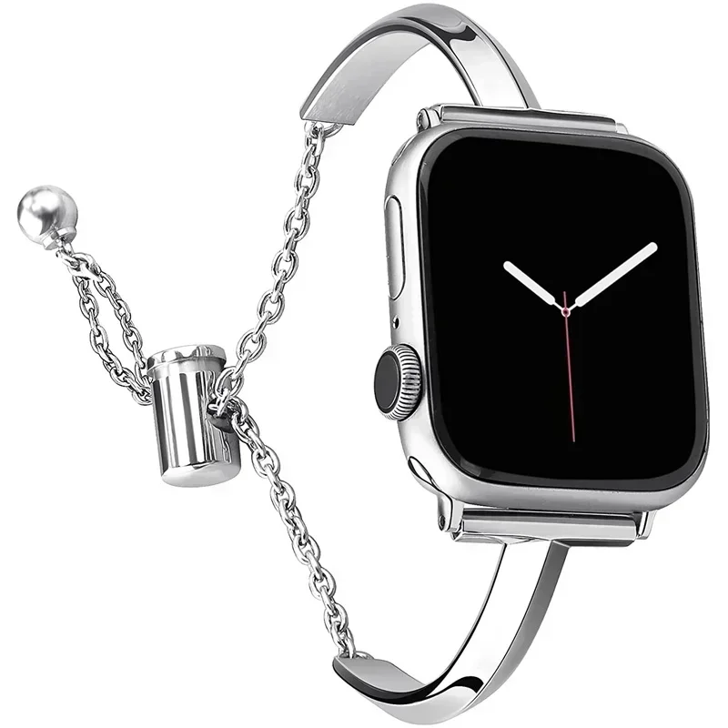 حزام ساعة فاخر لسلسلة ساعات أبل 10 9 8 7 41 45 مللي متر 6 Se 5 4 سوار نسائي من الفولاذ الماسي IWatch Ultra 49 مللي متر 44 40 42 38 مللي متر