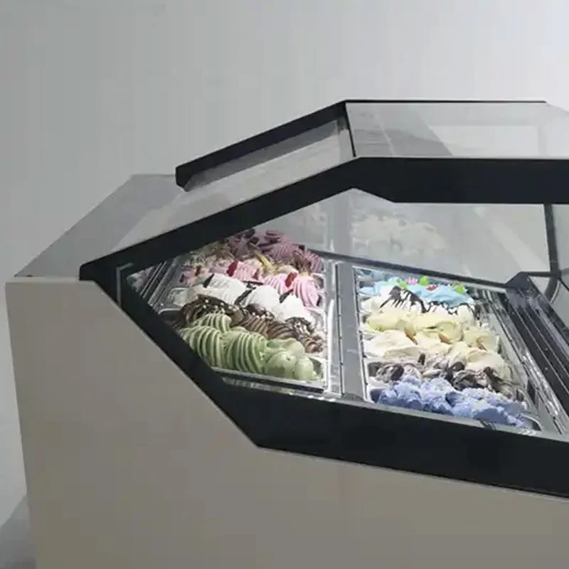Portable Gelato Ice Cream Dipping Cabinet Ice Cream Display Showcase Display Freezer Trailer