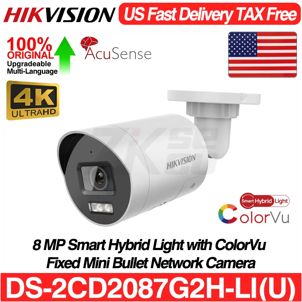 

Hikvision 8MP IP Camera DS-2CD2087G2H-LIU 4K AcuSense Smart Hybrid Light Colorvu Built-in MIC SD Slot IP67 POE Bullet CCTV IPC