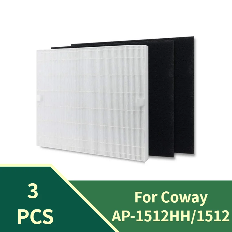 Hot 3Pcs Air Purifier Replace HEPA & Carbon Filter Set AP1512HH Fit for Coway AP-1512HH 1512