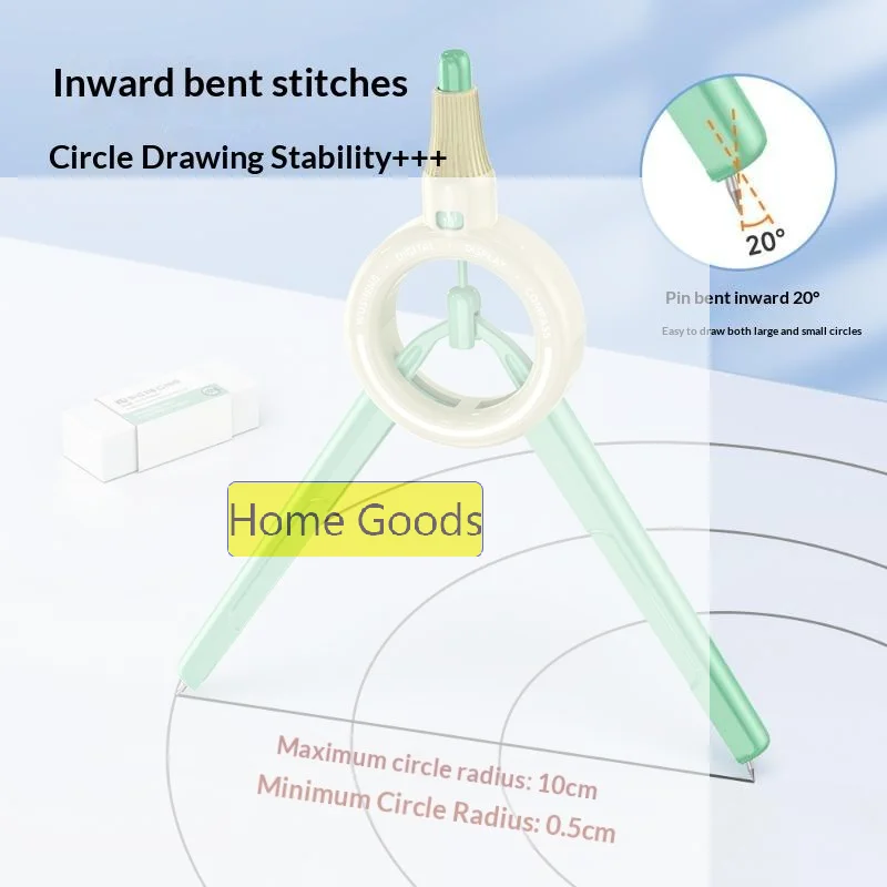 Digital Display Push Button Compass Multifunctional Drawing Tool ABS Integrated Ruler With Scale For Primary Students