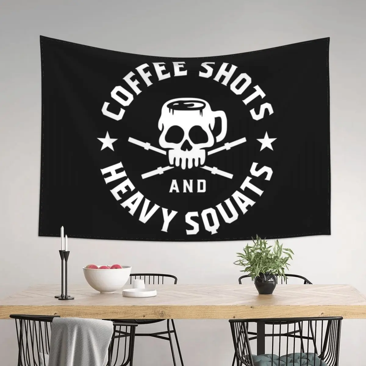 

Coffee Shots And Heavy Squats Tapestry Funny Home Decor Accessories Kawaii Room Decor Tapestry