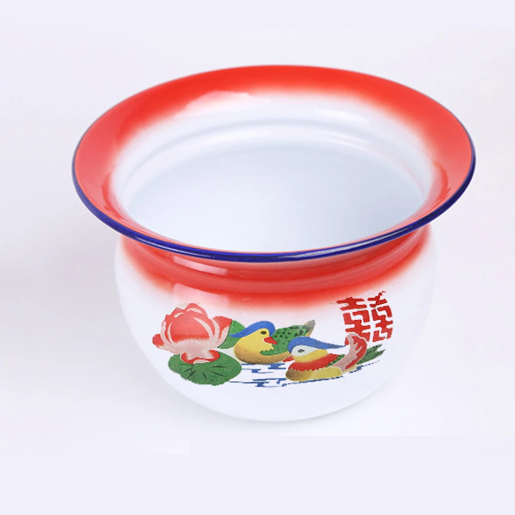 

1pc Vintage Spittoon Bedpan Portable Urinal Pail Pot Durable Thickened Chamber Night Home Adult Convenient Household Red