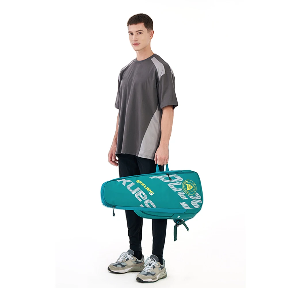 Borsa portatile per 3 racchette da tennis Zaino resistente all'usura per racchette da badminton Zaino sportivo multifunzione traspirante per sport all'aria aperta