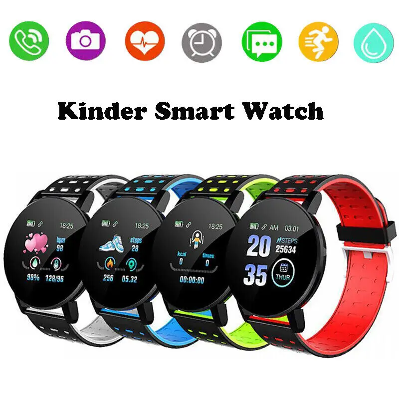 NEW 1.44inch Bluetooth 4.0 Led Digital Waterproof Smart Watch Children\'s Heart Rate Monitor Fitness Tracker Watch Boys and Girls