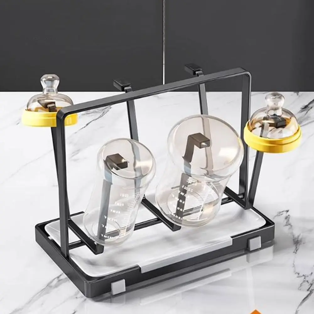 

Anti-slip Bottom 6 Glass Cups Stand Holder Space Saving with Tray Glass Cup Stand Stainless Steel Tea Cup Storage Shelf for Home