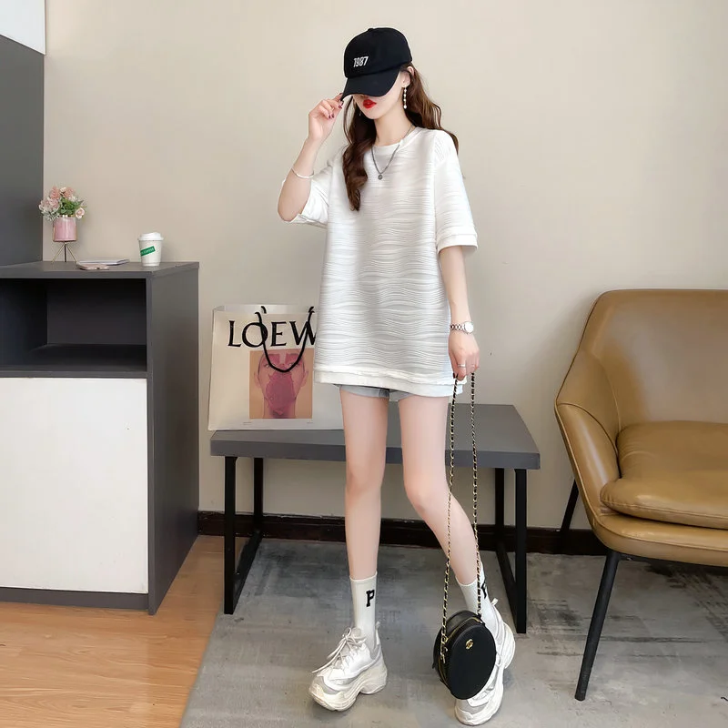 Short Sleeved T-shirt For Women's Summer 2024 New Korean Version Fashionable Loose Fit Large Size Women's Solid Color Top