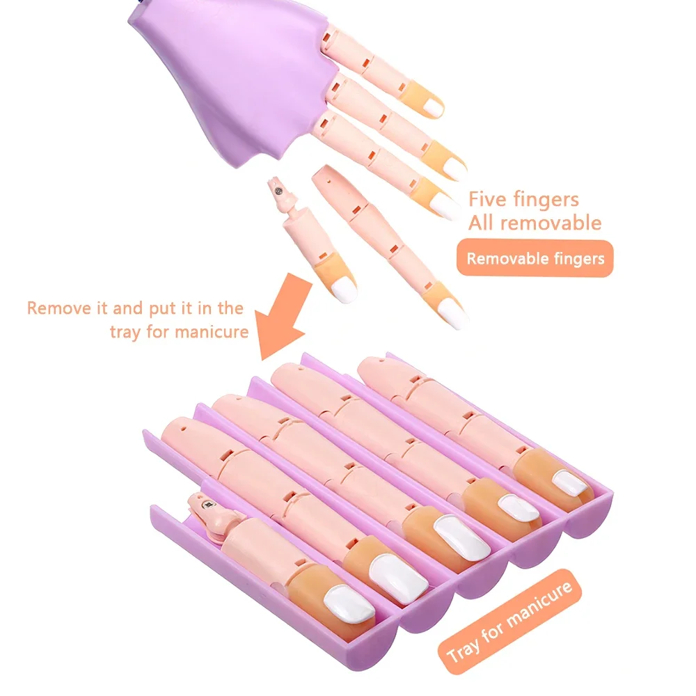 Diozo Verstelbare Manicure Oefen Handtrainingsmodel Herbruikbaar Handmodel Buigbare Vinger Met Nageltips Voor Beginnersoefeningen