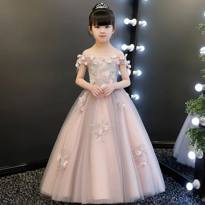 

Girls Birthday Party Fashion Princess Dresses School Gala Student Host Formal Costumes Evening Dinner Kids Slim Fit Luxury Gowns