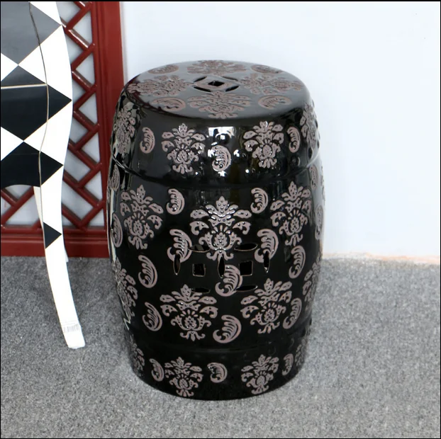 Black Jingdezhen porcelain Garden stool ceramic stool for dressing table drum chinese antique chinese ceramic drum stool