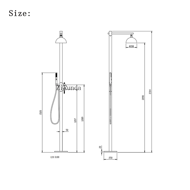 * Colonne de douche extérieure en acier inoxydable, Double poignée, doré brossé, plage, jardin, piscine extérieure, douche