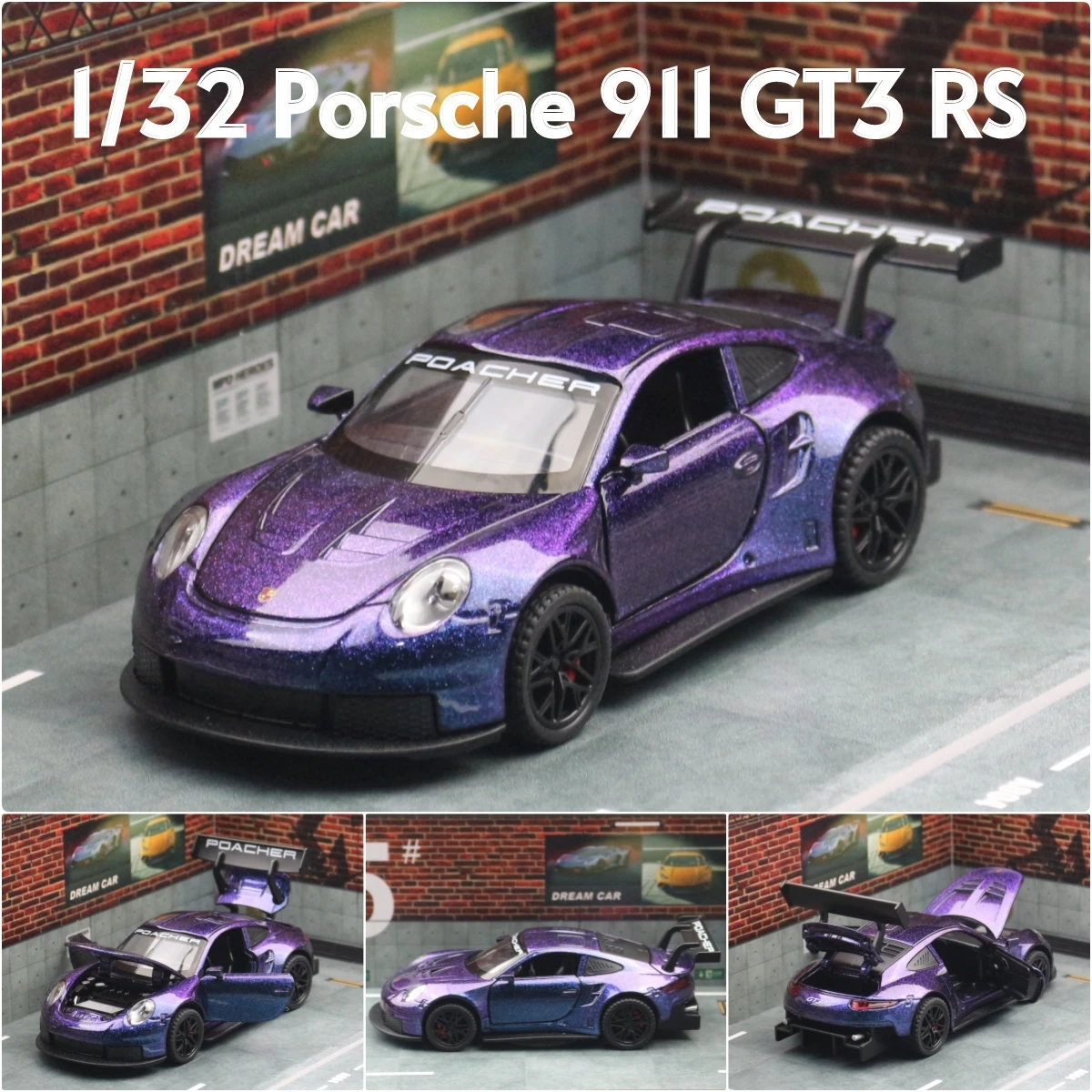 1/32 ポルシェ 911 GT3 RS レーシングおもちゃの車モデルダイキャスト
