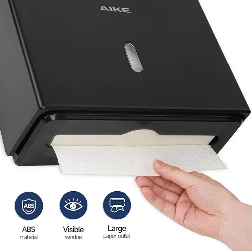 Universal Modern Toilet Wall Mount Tissue Box AK5102 Black ABS View Window Holds 200 Sheets Towels Dispenser Fits Most C-Fold