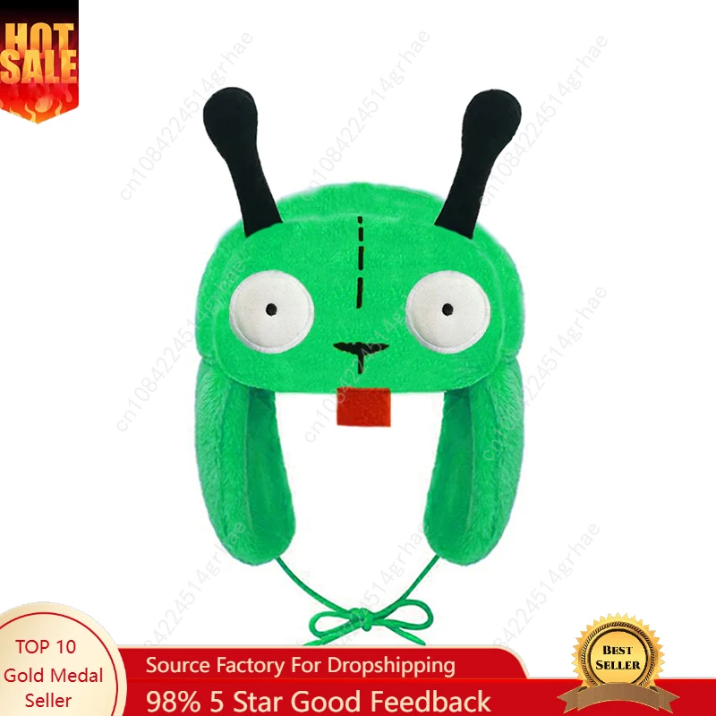 

3D Eyes Green Invader ZIM GIR Dog Winter Warm Hat Ushanka Hat Cute Winter Hat for Boys Girls Kids Cartoon Anime Cap Gorras