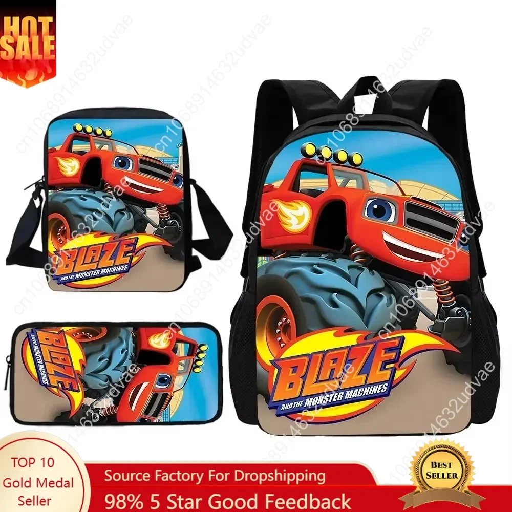 Blaze and the Monster Machines School Backpack With Shoulder Bag Pencil Bags School Bags for Best Gift