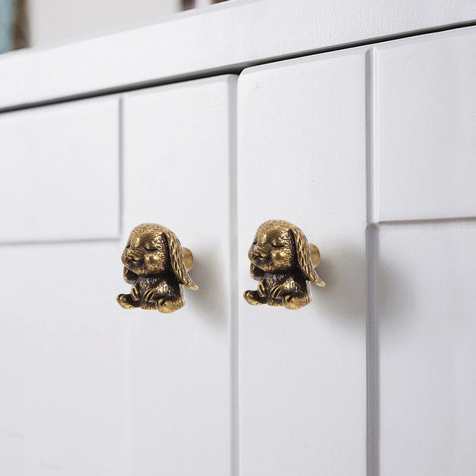 الإبداعية النحاس أرنب مقبض تدلى الأذن تصميم خزانة ملحق خزانة المطبخ مقبض سحب خزانة درج سحب