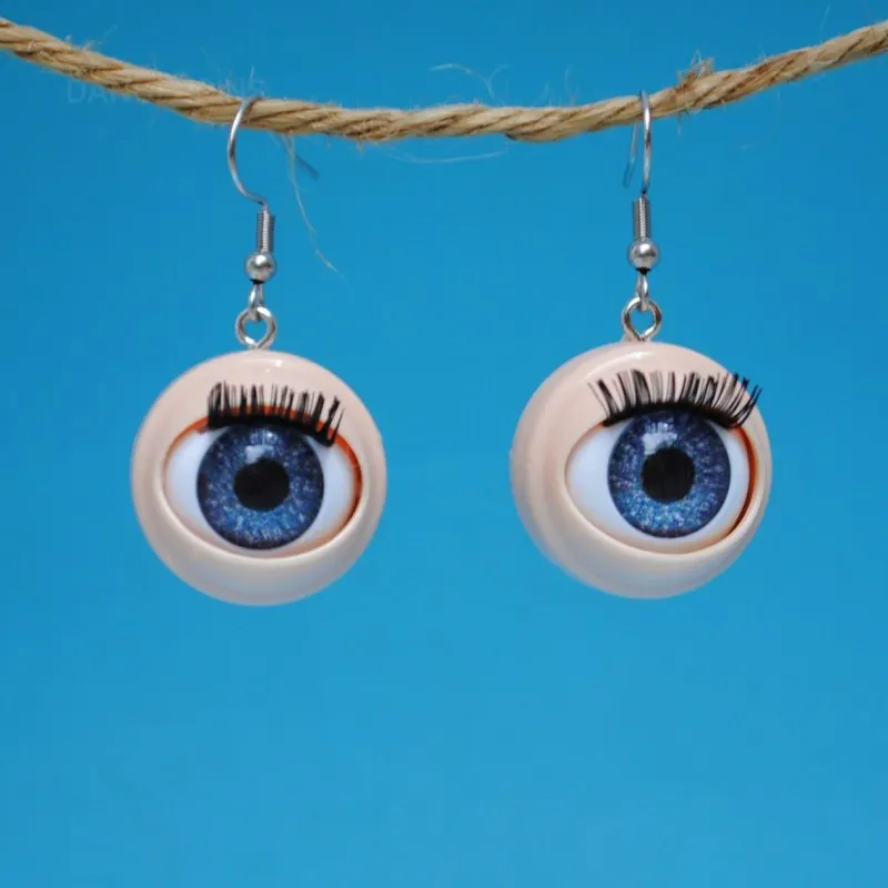 Funny Blinking Doll Eyeball Earrings, Creepy Weirdos Eyeball Drop Earrings, Witchy Punk Statement Eardrop, Spooky Jewelry