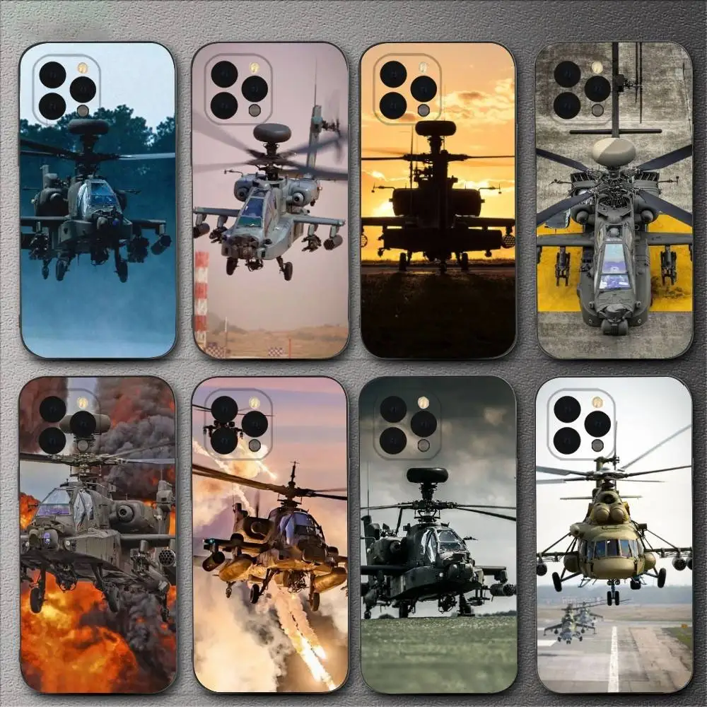 

Aircraft Helicopter Phone Case For iPhone 16,15,14,13,12,11,XS,XR,X,8,7,Pro,Max,Plus,mini Silicone Black Cover