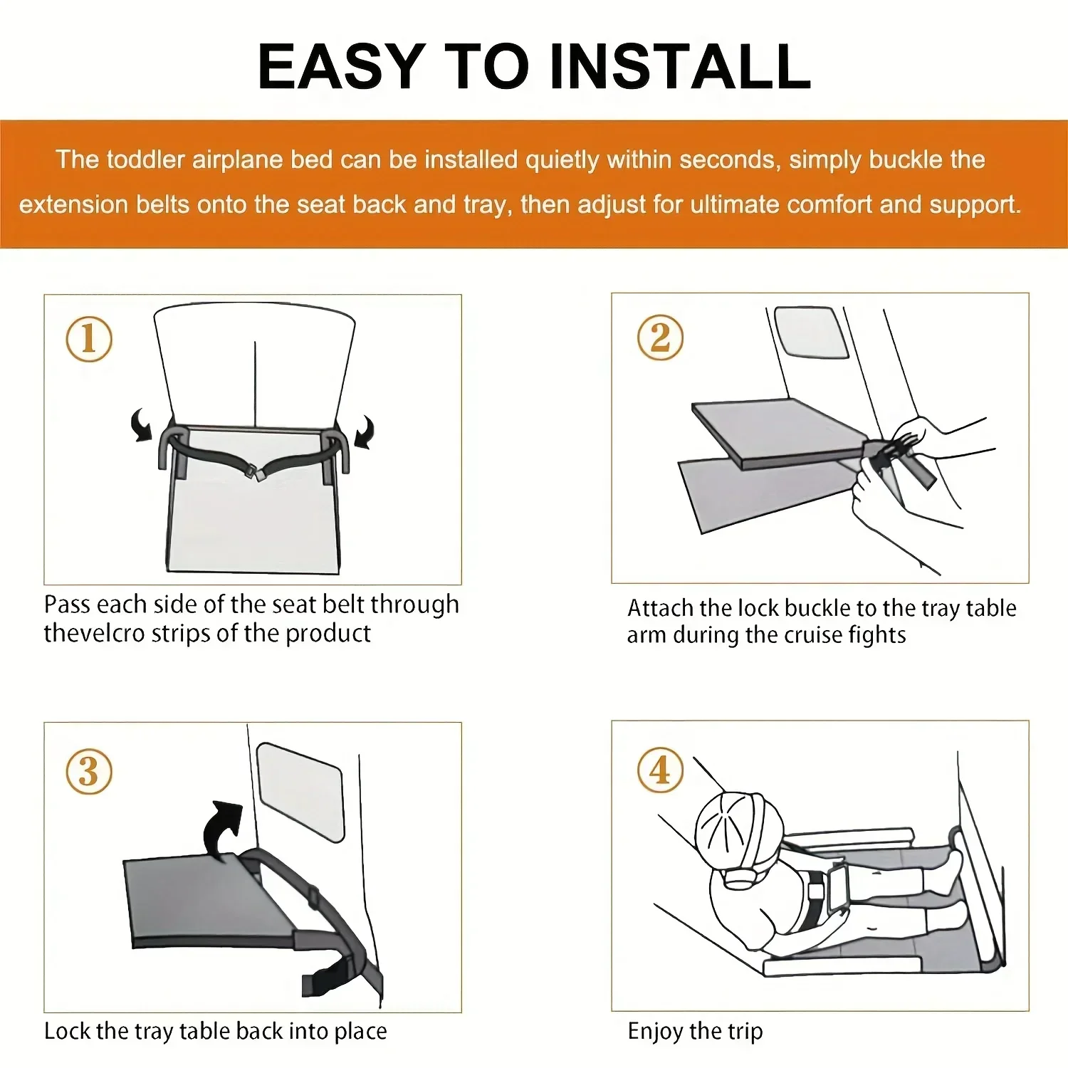 Kids Travel Airplane Bed Portable Footrest Bed Airplane Seat Extender Toddler Foot Hammock Breathable Car Sleep Crib