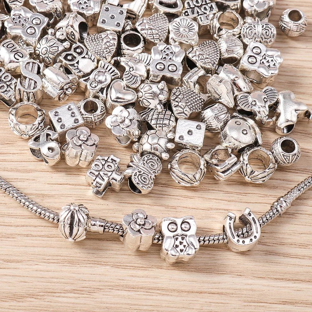 Tusember Mix Legierung Tier Blumen Herzen Anhänger-Charms Passend für Original 925 Sterling Silber Armband DIY Schmuckherstellung – Detail 6