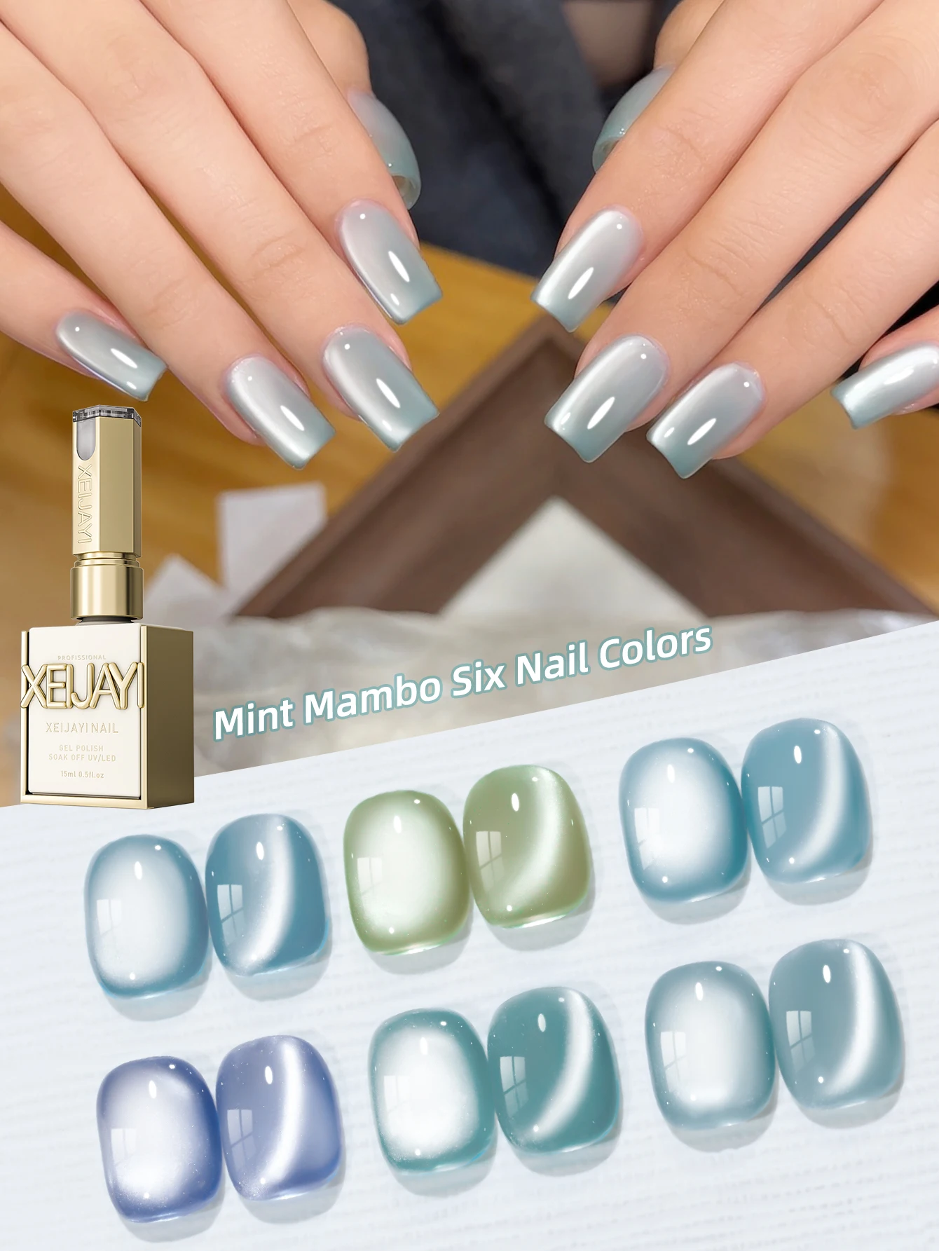 6 قطعة 15 مللي النعناع مانبو القط العين جيل للأظافر مجموعة طلاء الأظافر شبه الدائم مسمار الفن تمرغ UV LED صالون الأظافر لتقوم بها بنفسك صالون الأظافر هلام #2