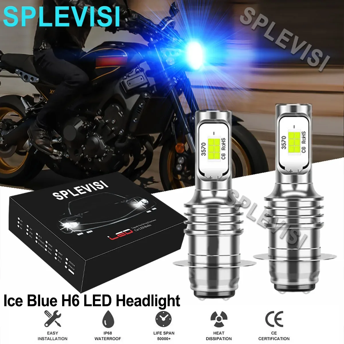 

2x Ice blue LED Headlight For Yamaha BigBear 250 2007-2009 300 1987 1988 1989 1990 1991 1992 1993 1994 1995 1996 1997 1998 1999