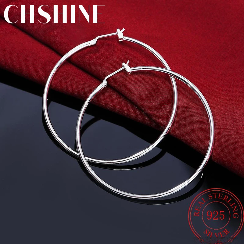 Fashion 925 Sterling Silver 5MM Circle Round Simple Hoop Earrings For Women Wedding Luxury Party Fine Jewelry Christmas