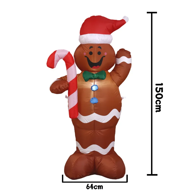 

1,5 м Рождественский надувной пряничный человечек, украшение для двора, уличный декор для вечеринки