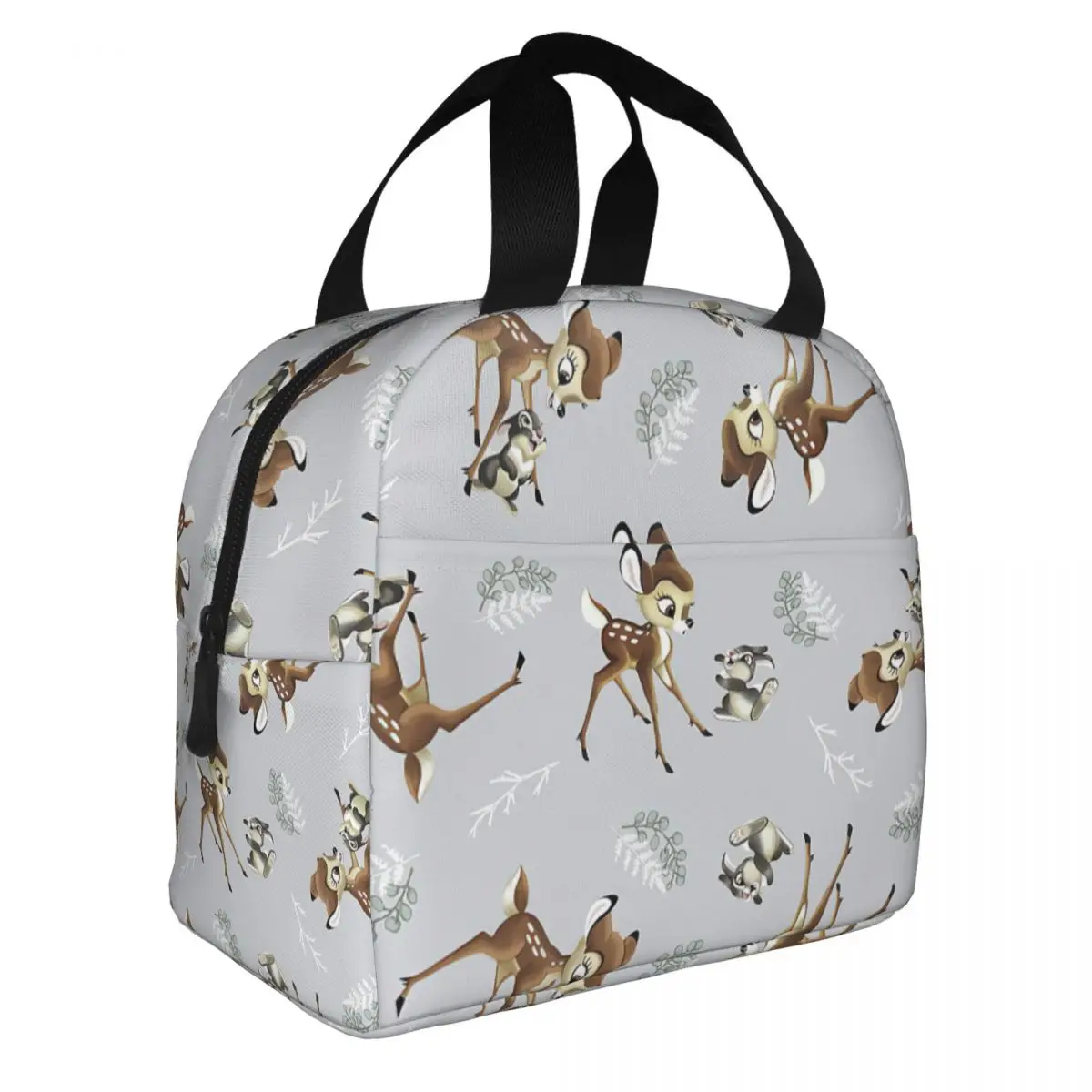 Bambi Rabbit Pattern Insulated Lunch Bags High Capacity Reusable Thermal Bag Lunch Box Tote College Outdoor Food Bag