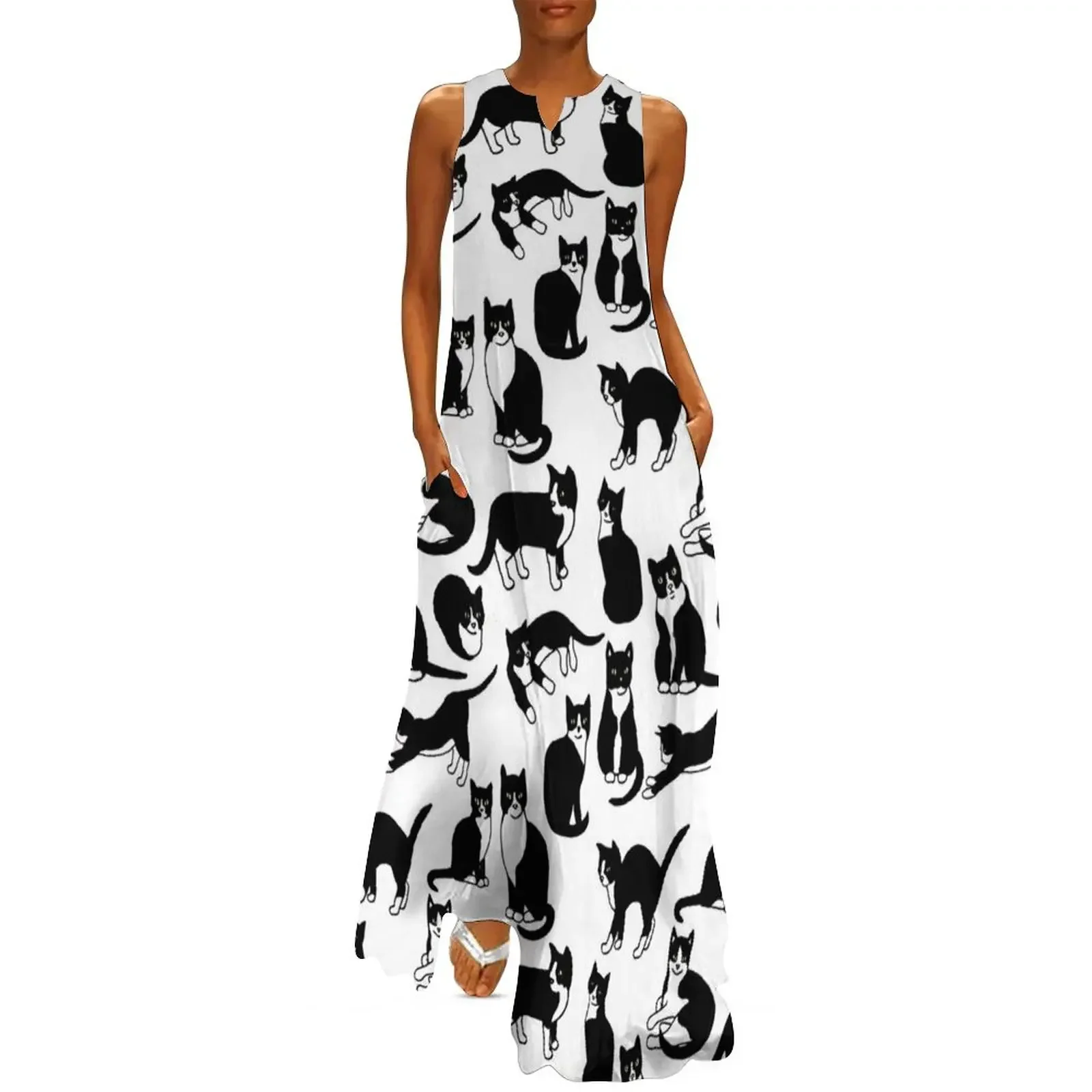 

Tuxedo Cats pattern Long Dress Women's long dress prom dresses 2025 summer women's suit prom dress 2025