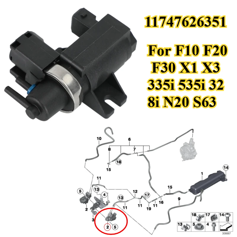 

Для F10 F20 F30 X1 X3 335i 535i 328i N20 S63 электромагнитные клапаны преобразователя турбонаддува OEM: 11747626351