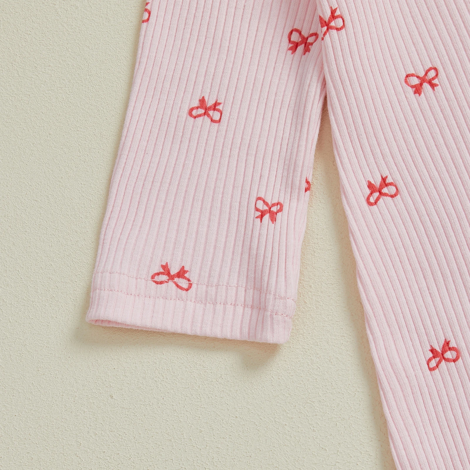 ملابس للفتيات حديثي الولادة بفيونكة مطبوعة وأكمام طويلة بدلة رومبير مضلعة مع عصابة رأس على شكل فيونكة ملابس ربيعية للأطفال الرضع #6