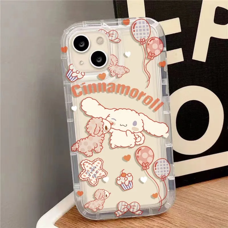 Bonita funda de teléfono transparente Cinnamoroll para OPPO A15 A16 A17 A31 A53 A54 A57 A60 A74 A92 A93 A94 A98 2020 4G 5G Airbag a prueba de golpes