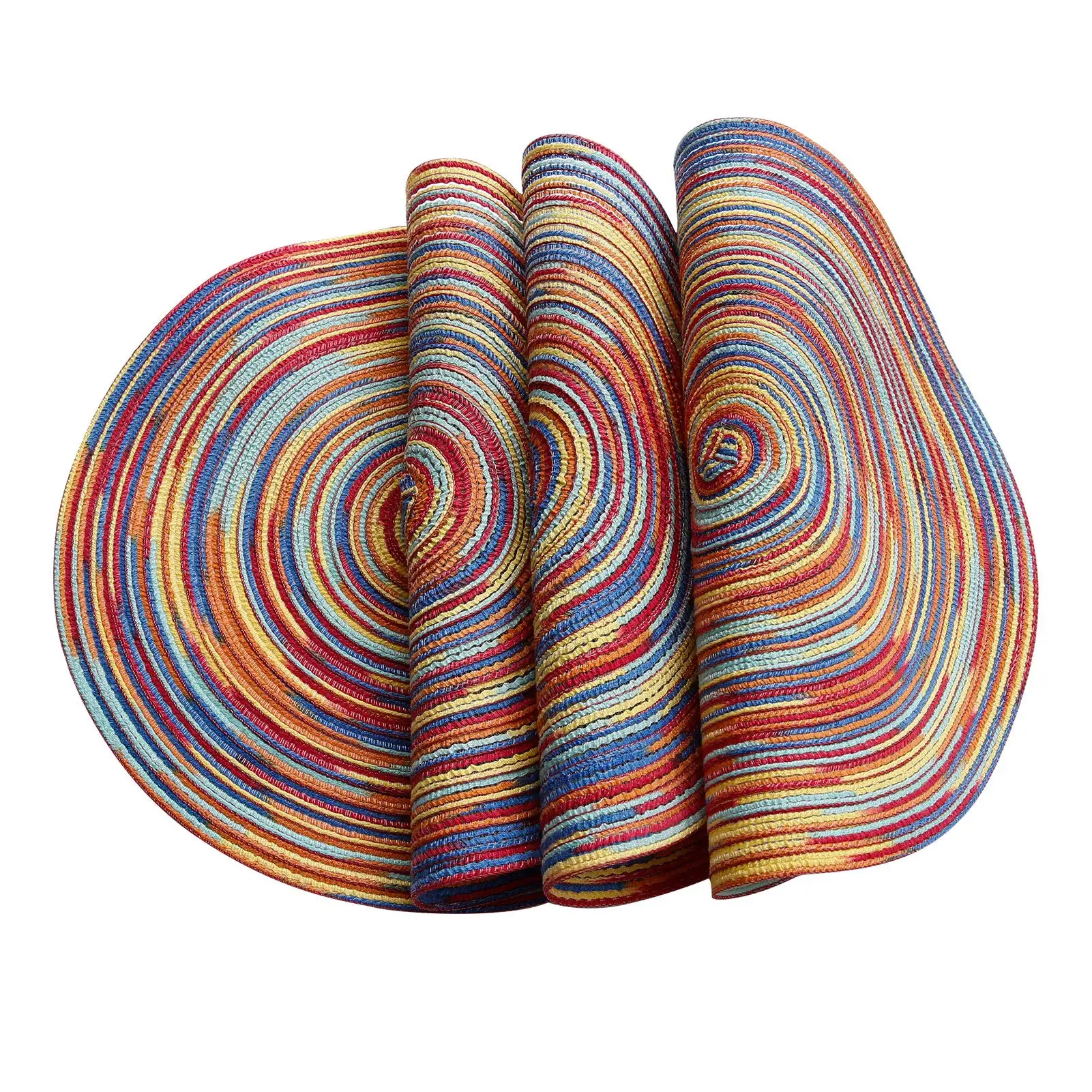 

Round Placemat for Dining Table, Non-Slip, Woven, High Temperature Resistant, Kitchen Counter Mats, Daily Use, Each Set of 4