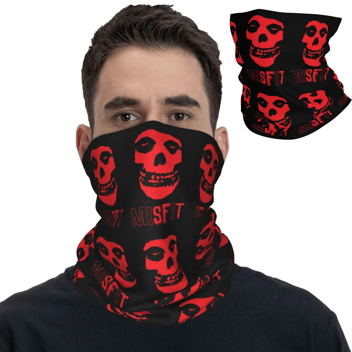 The Misfits Music Band Bandana Neck Cover Printed Heavy Metal Mask Scarf Multi-use Headwear Riding Men Women Adult Breathable