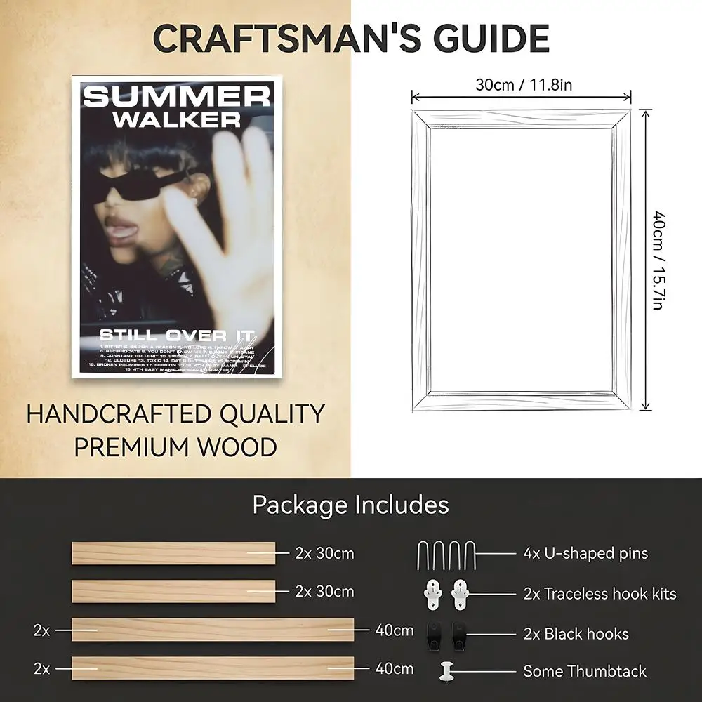 S-Summer Walker Rapper Album Painting Calligraphy HD Modern Style Inner Frame Canvas Poster Bedroom