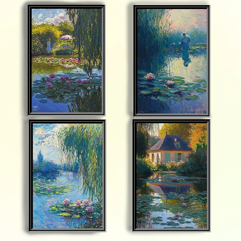 （2D canvas painting）Claude Monet Classic Vintage Wall Art  Abstract HD Canvas Poster Prints Home Bedroom Living Room Decorati