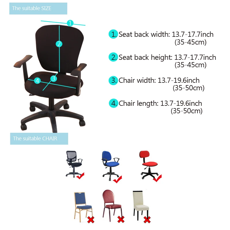 waterproof soft leather material PU office chair cover Desk Chair Seat back Covers Water Resistant Computer Chair slipcover