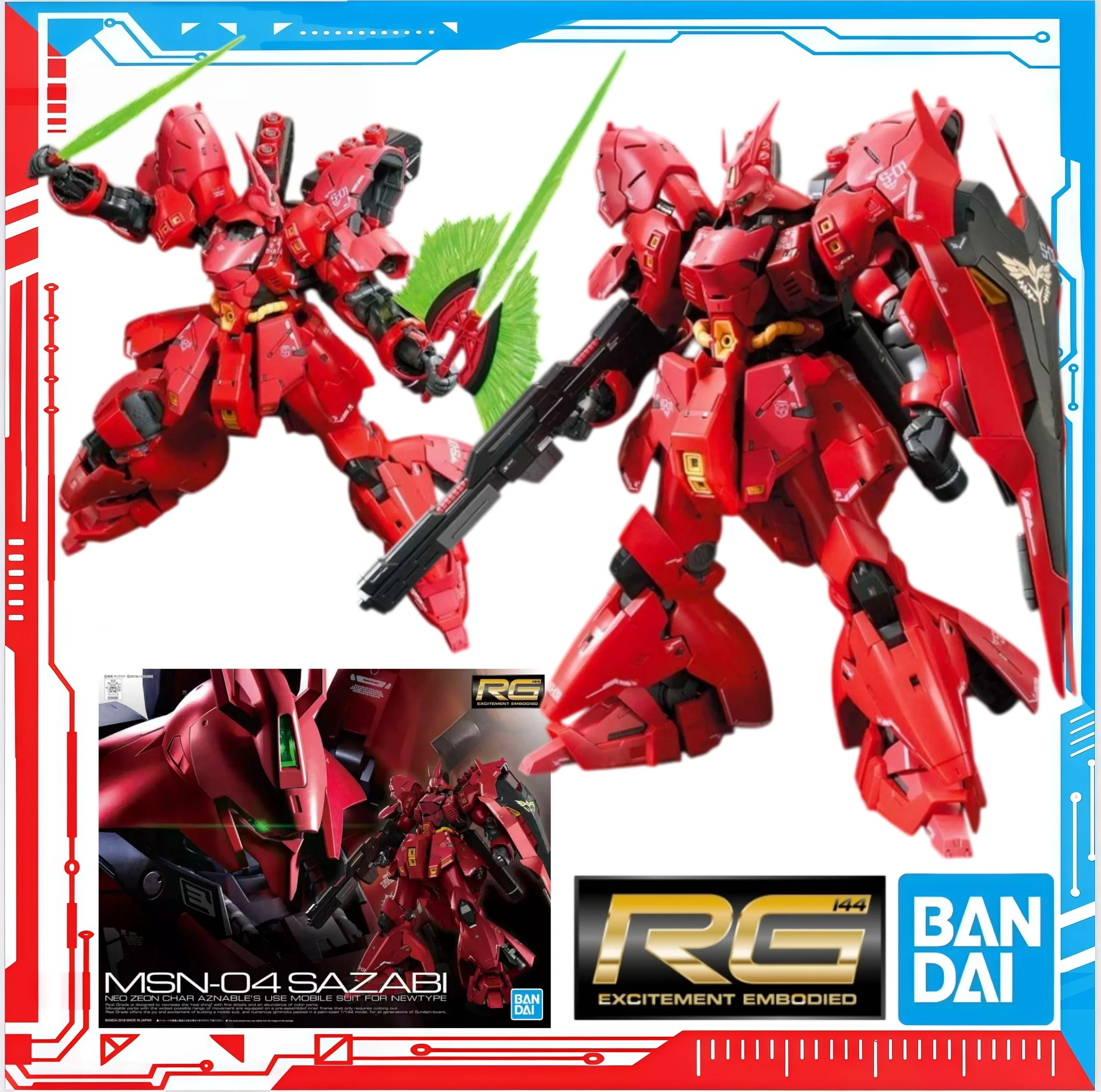 Bandai Model Gundam Rg - Bandai Originele MSN-04 SAZABI RG Anime