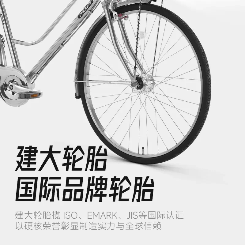 Philip Stainless Steel Bicycle Adult Commuter Road Bike Variable Speed Retro Style for Men and Women