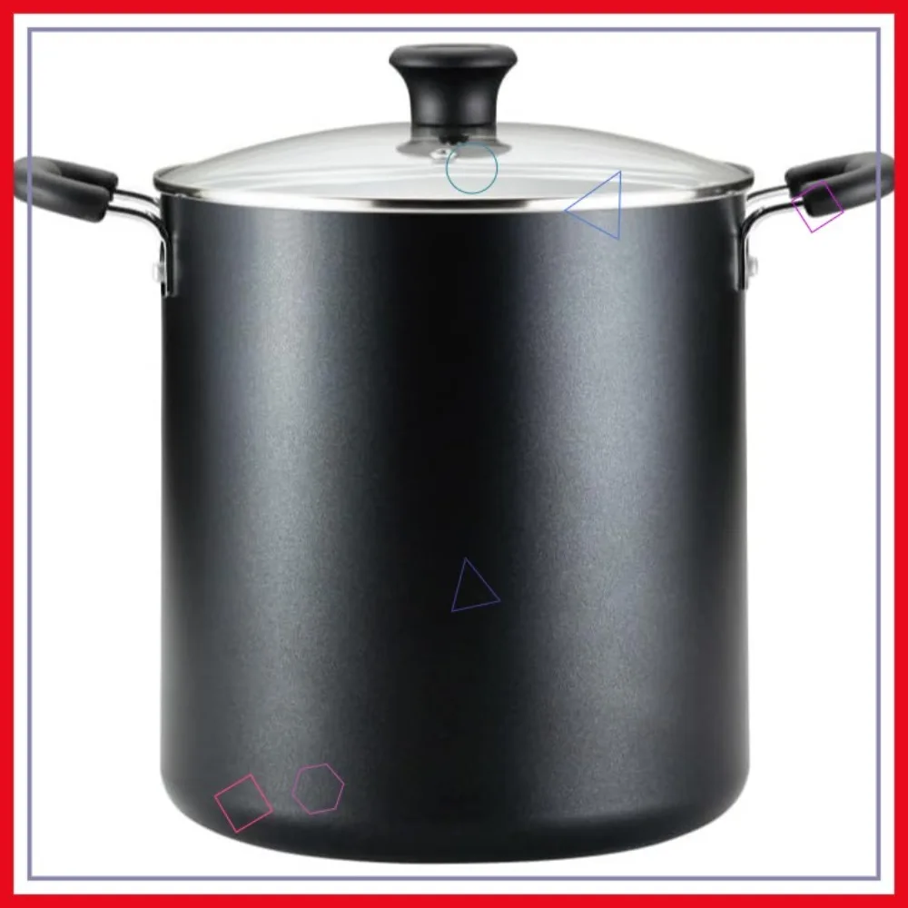 

Кастрюля с антипригарным покрытием на 12 кварт с крышкой, выдерживает температуру до 350°F, с ручками, которые не нагреваются, можно мыть в посудомоечной машине, черная посуда для приготовления пищи