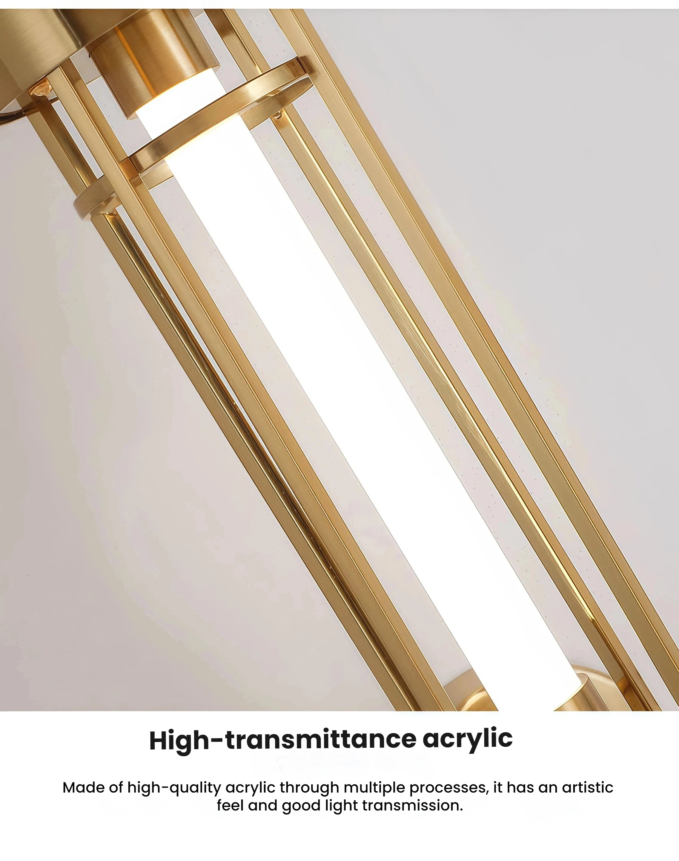 Modern wrought iron acrylic wall lamp CE certified gold linear lighting, suitable for corridors, hotels, modern decoration