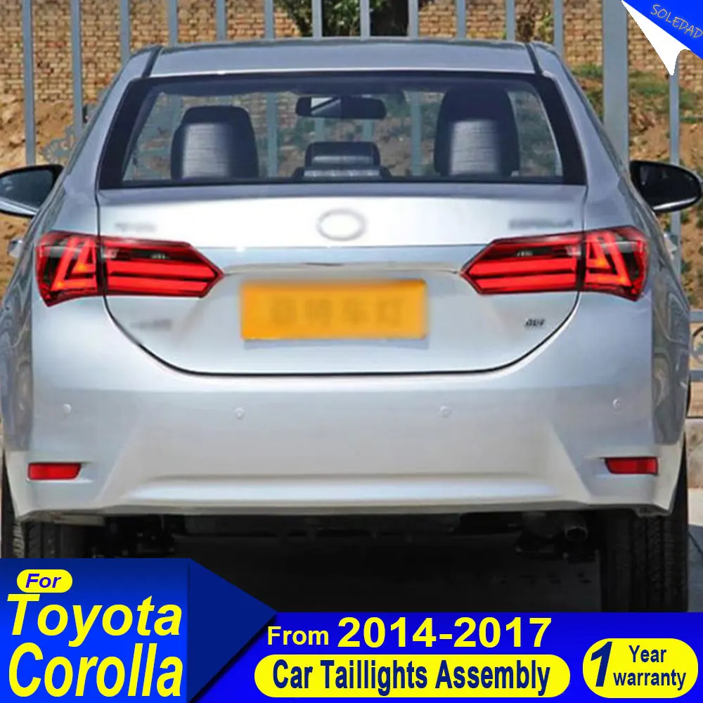 Car Accessories for Toyota Corolla Taillights 2014 2015 2016 2017 Corolla Tail Lamp Altis Tail Lights Rear DRL Plug and play
