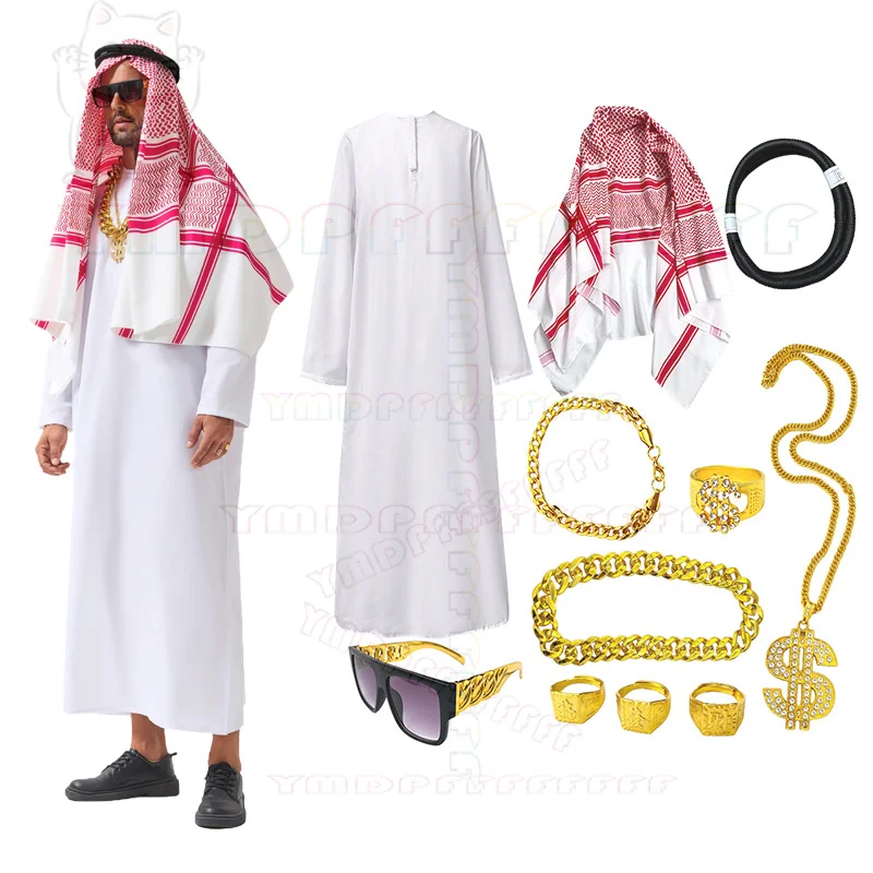 Anime Naher Osten Arabischer Stil Kostümset Lange Robe für Männer und Frauen Dubai Tycoon UAE Cosplay Set Performance Kostüm Hallo