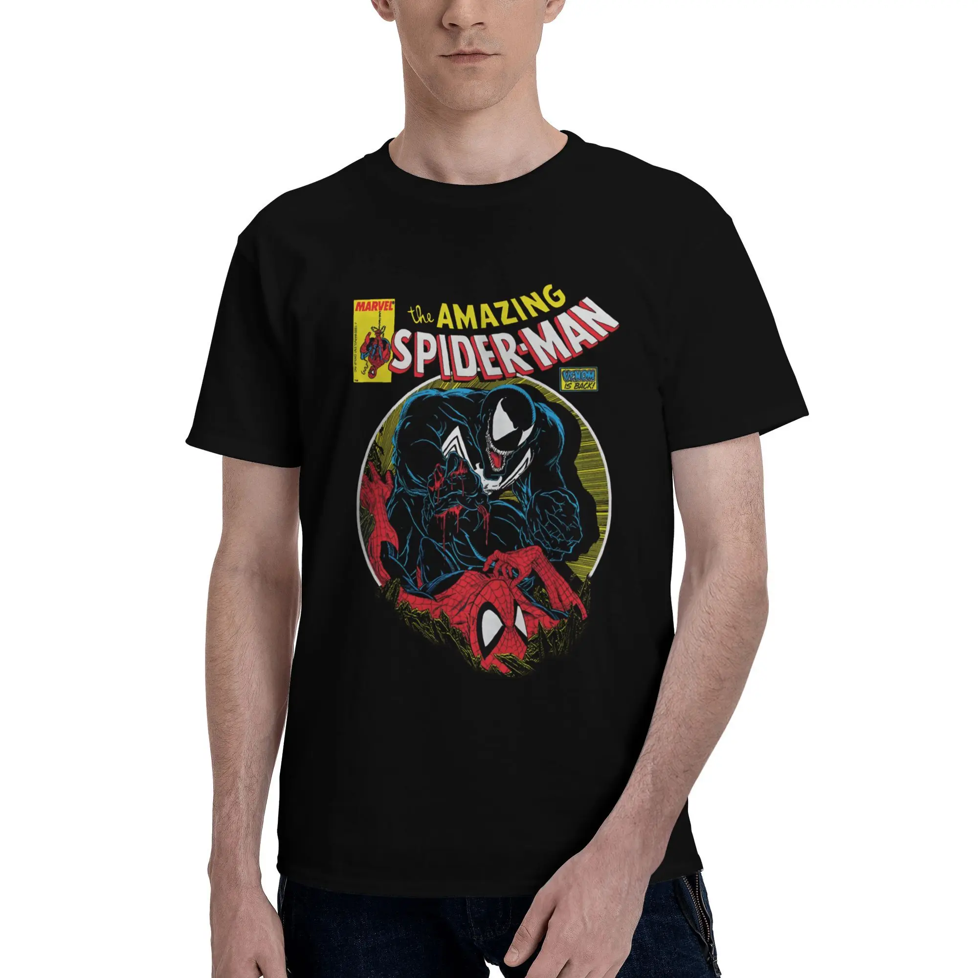 

Custom Comic Spider Man Tshirt for Men Short Sleeve Leisure T Shirt Fashion Manga T-shirts Loose Fit Pure Cotton Tees Gift Idea