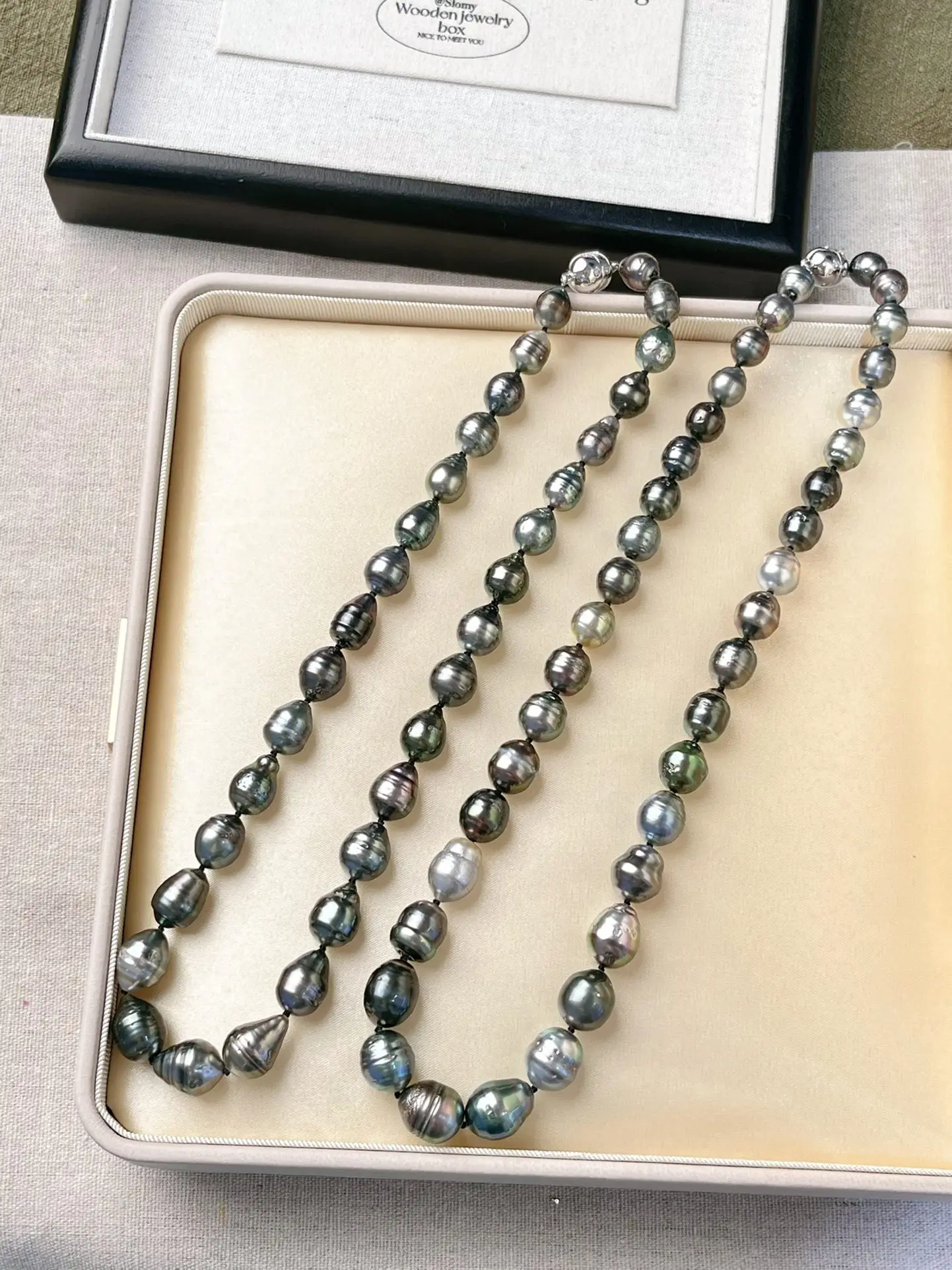 XX24 High Chic Salt Water 8-11mm Nature Sea Water Tahitian Tahiti Black Pearls Necklaces for Women Holidays Presents