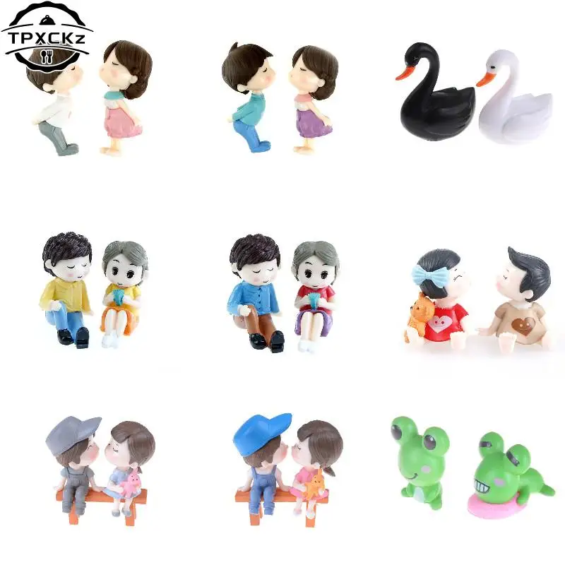 1set Mini Stool Lovers Couple Animals House Tree Fairy Garden Miniatures DIY Micro Landscape Decor Terrarium Action Figures